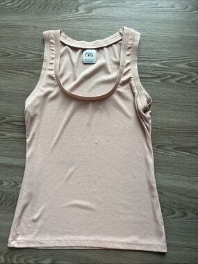 ZARA Pale Blush Pink Ribbed Tank Top
